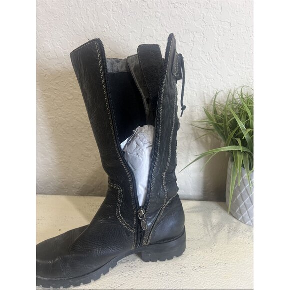 Harley Davidson 7.5 M Black Leather Riding Boots Fair Condition Read Notes - Picture 11 of 16